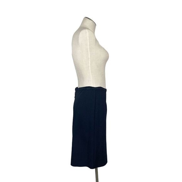 Gianfranco Ferre XS Navy Pencil Skirt Pocket 1980s Vintage Office Workwear Boss - Picture 3 of 8